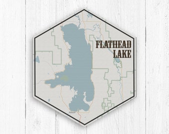 Flathead Lake Montana Hexagon Canvas, Flathead Lake Canvas, Lakes of America, Nautical Map, Travel Collection, Visit Flathead Lake Montana