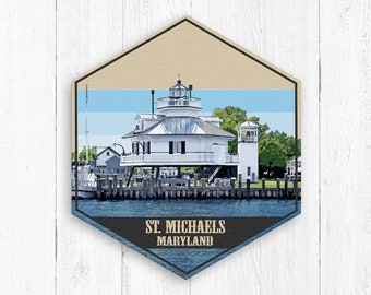 St Michaels Maryland Hexagon Canvas, St Michaels Print, St Michaels Maryland Illustration, St Michaels Canvas Print, St Michaels Canvas