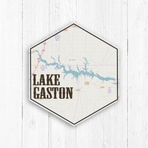Lake Gaston Hexagon Canvas, Lake House Decor, Travel Collection, Wanderlust, Lake Map,Visit Lake Gaston,Nautical Decor,Lake Gaston Map Print