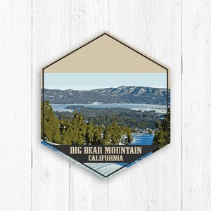 Big Bear Mountain California Hexagon Canvas, Big Bear Mountain Ski Resort Print, Big Bear Mountain Illustration, Ski Resort Hexagon Print