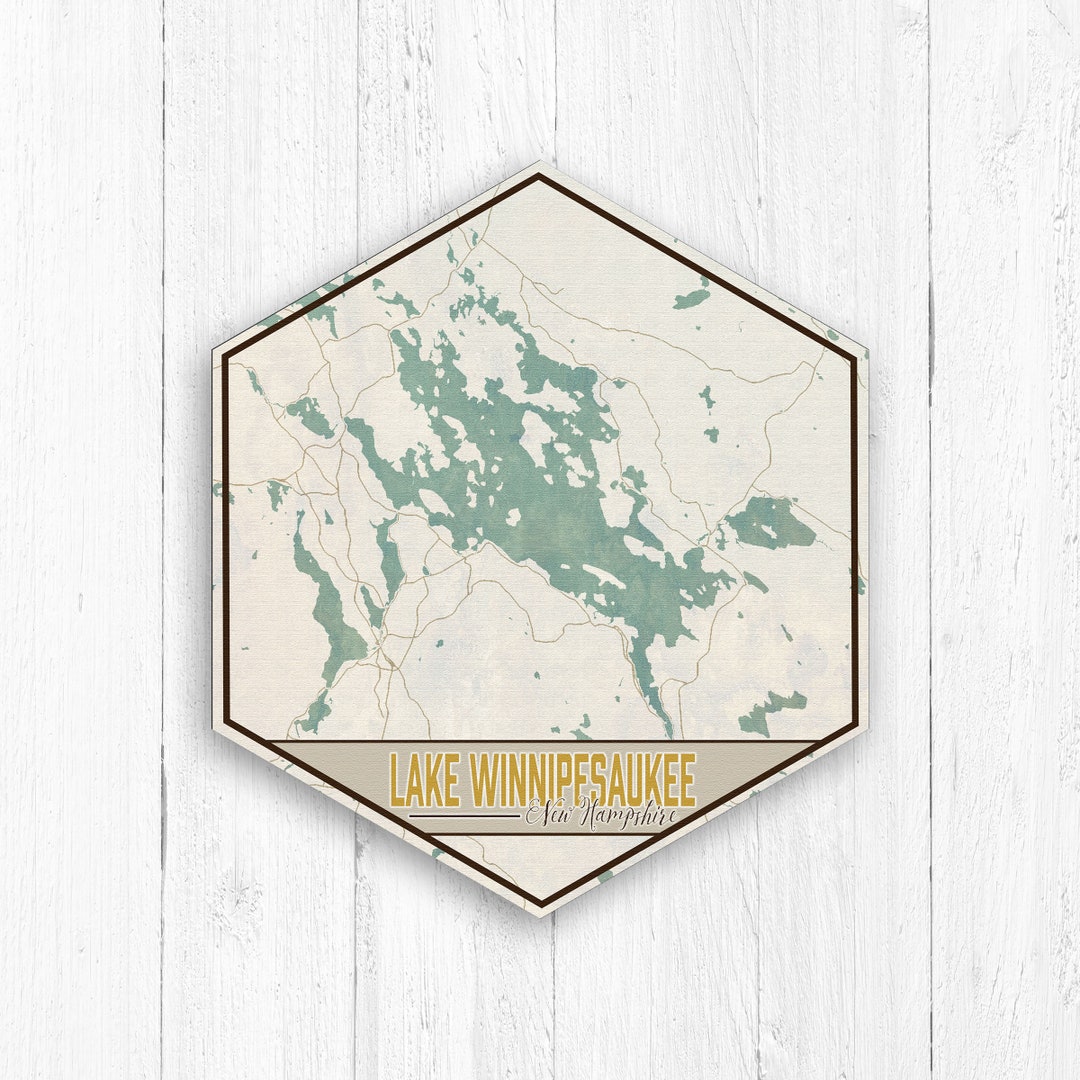 Lake Winnipesaukee Hexagon Lake Map Print by Printed Marketplace - Etsy