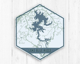 Lake Blue Ridge Georgia Hexagon Print, Lake Blue Ridge Canvas, Blue Lake Map, Lake Blue Ridge Hexagon Canvas, Lake Blue Ridge Canvas Print