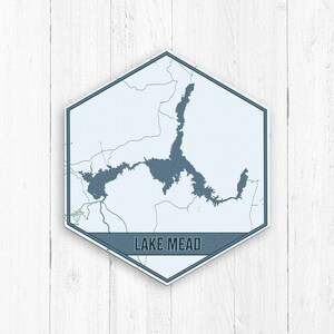 Impression Lake Mead Nevada, toile Lake Mead Nevada, carte du lac bleu, toile hexagonale Lake Mead, impression sur toile Lake Mead Nevada, carte Lake Mead