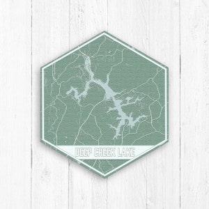 Deep Creek See Maryland Sechseck Karte Print von Printed Marketplatz