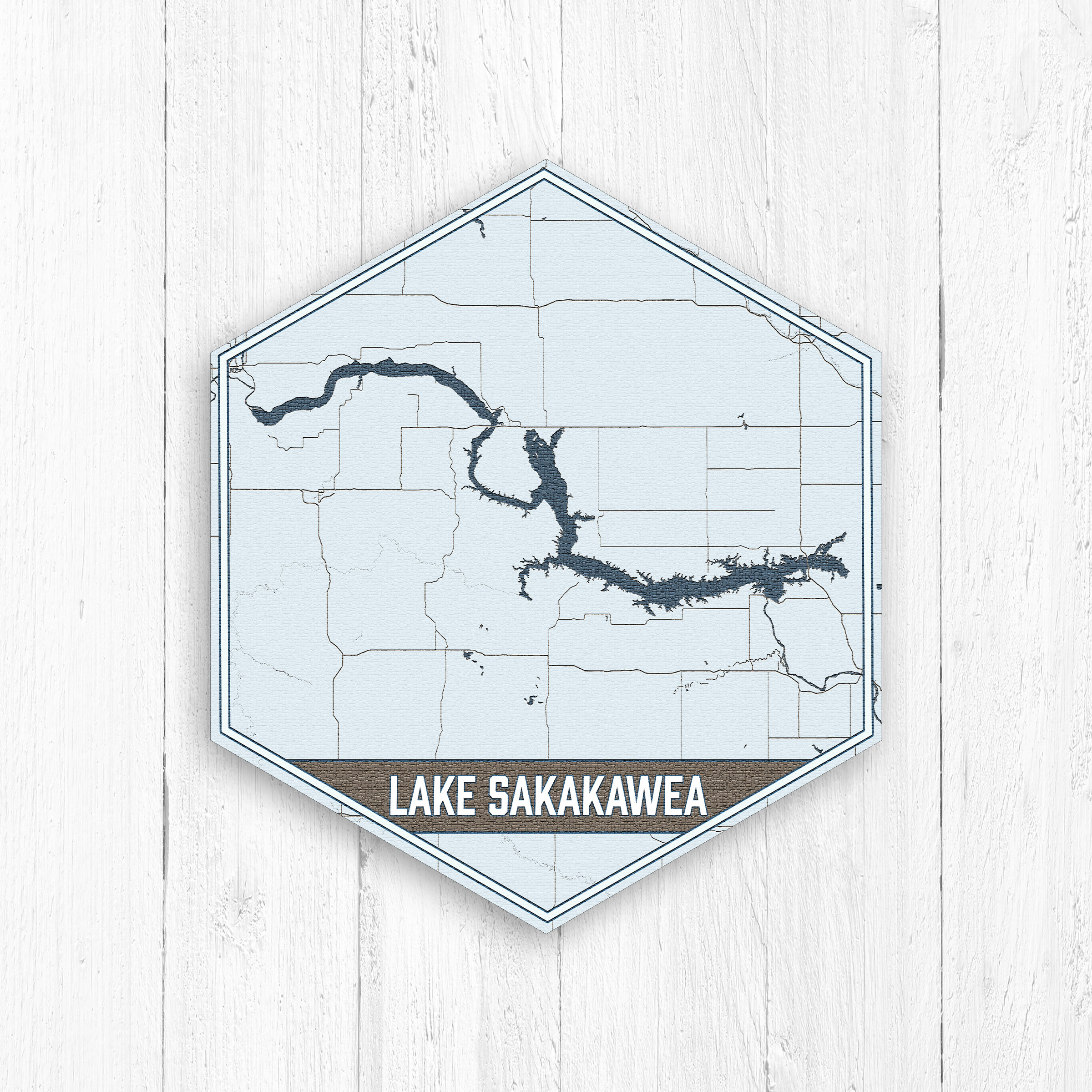 Lake Sakakawea North Dakota Hexagon Lake Map by Printed Etsy