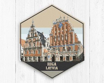 Riga Latvia Hexagon Canvas by Printed Marketplace