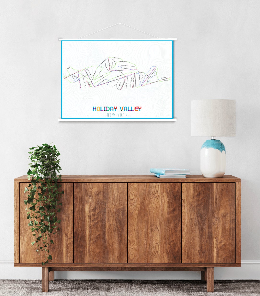 Holiday Valley New York Ski Trail Map Hanging Canvas of | Etsy