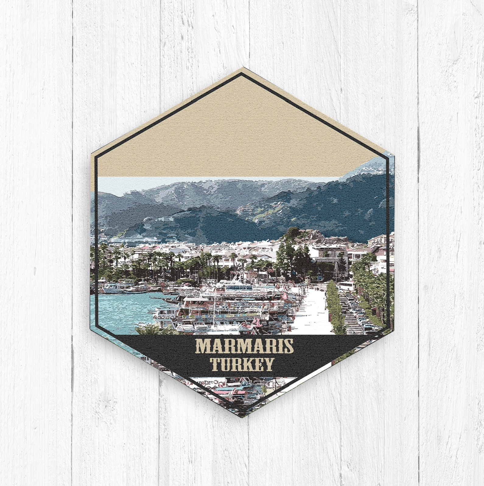 Marmaris Turkey Hexagon Print by Printed Marketplace 