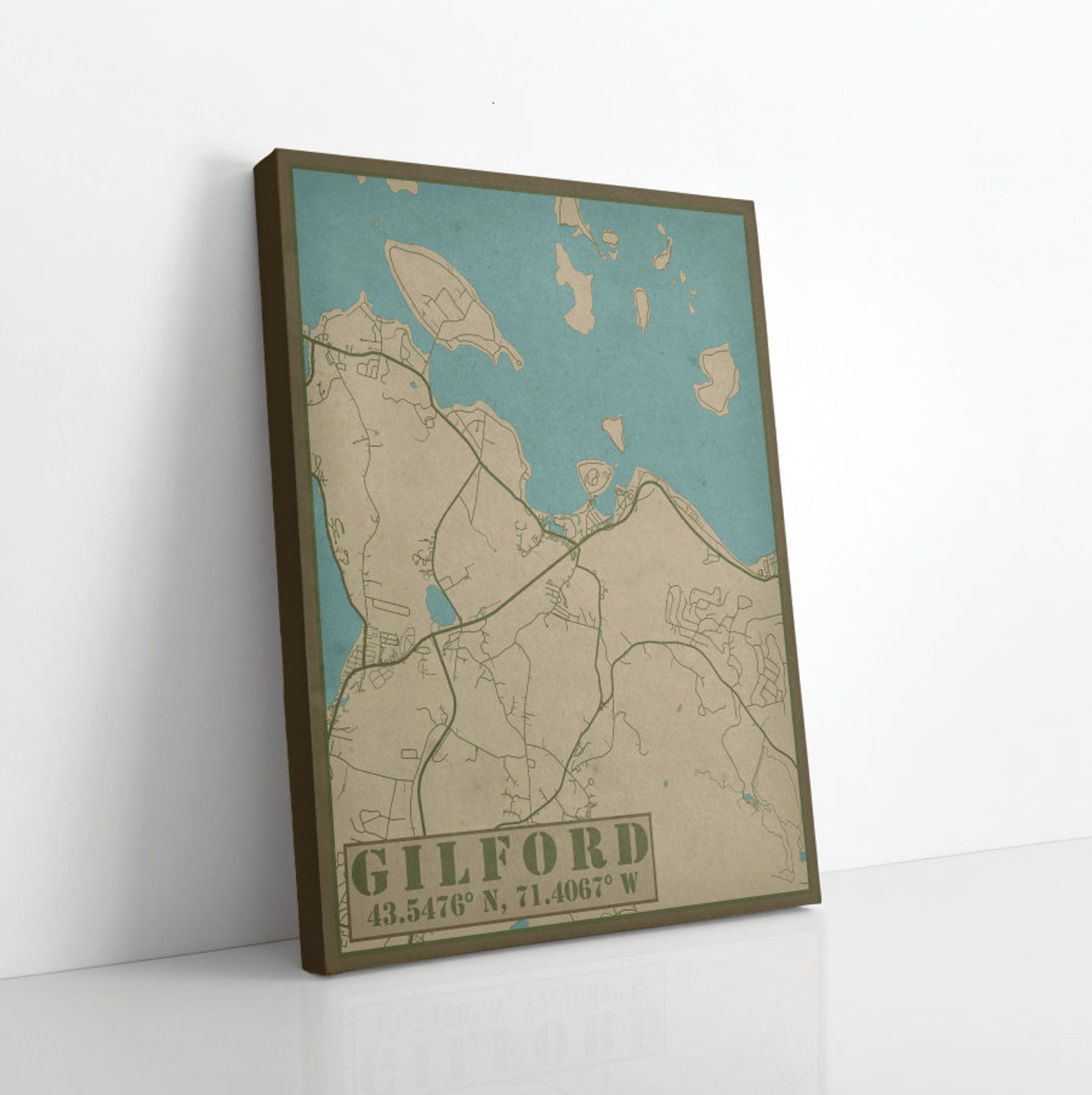 Gilford New Hampshire Street Map / Hanging Canvas Map of Etsy