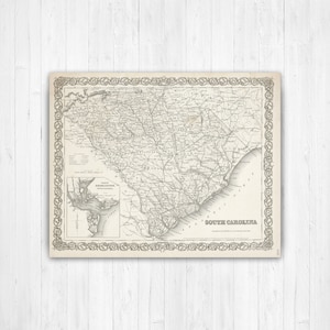 South Carolina Antique State Map Print | South Carolina Canvas Map Art | Printed Marketplace