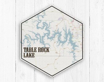 Table Rock Lake, Table Rock Lake Art, Lakes of America, Nautical Map, Hexagon Canvas, Travel Collection, See Table Rock Lake, Visit Missouri