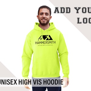 Custom High Vis Hoodie | Personalized Logo High Visibility Safety Green Sweatshirt | Jerzees