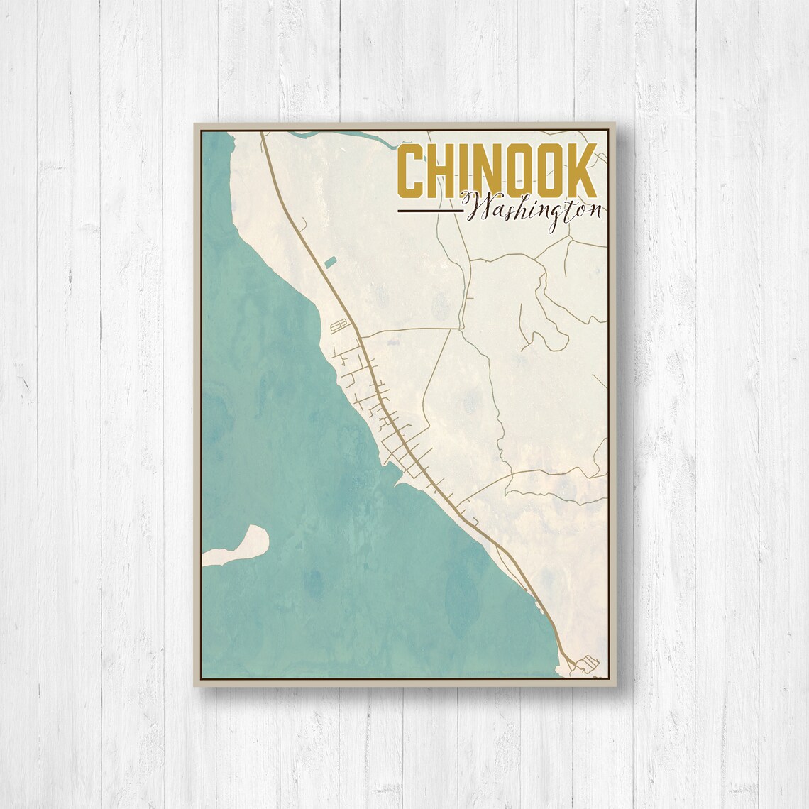 Chinook Washington Nautical Street Map Hanging Canvas Map of Etsy