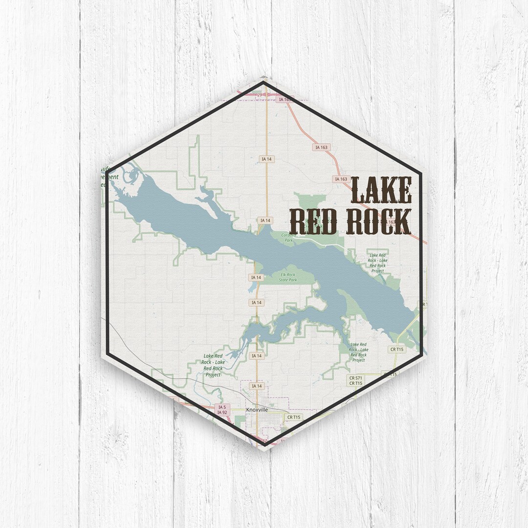 Lake Red Rock Iowa Hexagon Lake Map by Printed Marketplace - Etsy