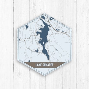 Lake Sunapee New Hampshire Hexagon Lake Print, Lake Sunapee Canvas, Lake Sunapee Nautical Map, NH Travel Collection, Lake Sunapee Map Print