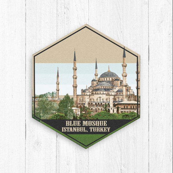 Blue Mosque Istanbul Turkey Hexagon Illustration by Printed