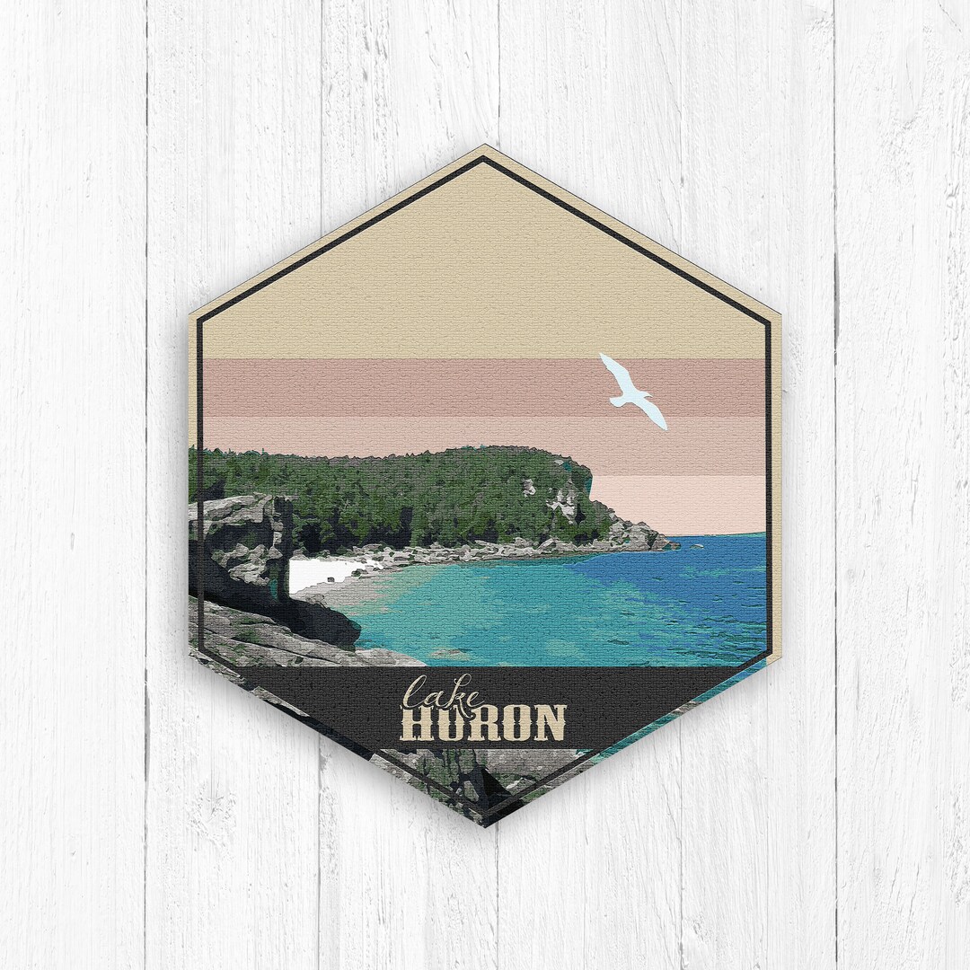 Lake Huron Hexagon Canvas, Lake Huron Wall Art, Lake Huron Wall Decor