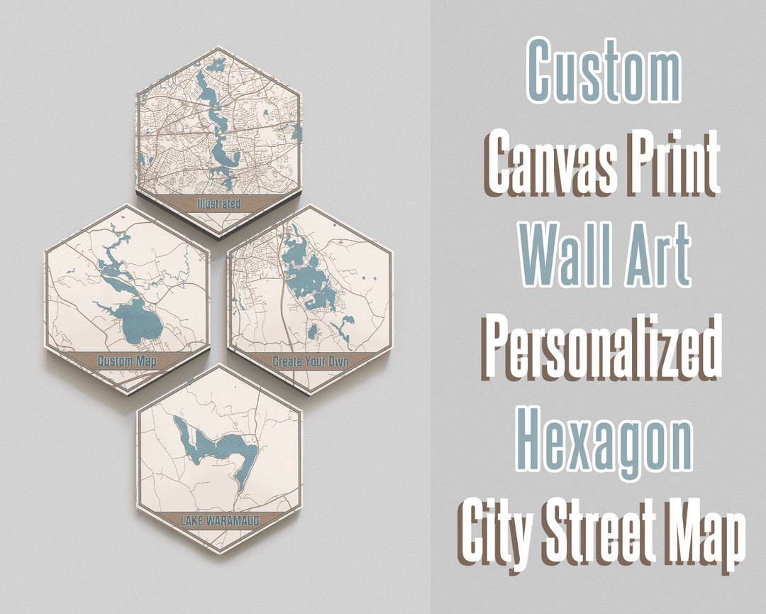 Custom Lake Map Hexagon Print by Printed Marketplace - Etsy
