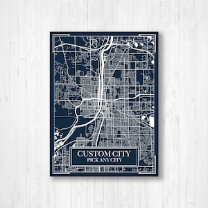 Custom City Blueprint Street Map by Printed Marketplace