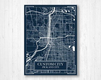 Custom City Blueprint Street Map by Printed Marketplace