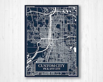 Plano de calles personalizado de la ciudad por Printed Marketplace