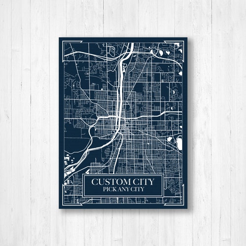 Custom Modern Nautical City Street Map Print by Printed Etsy