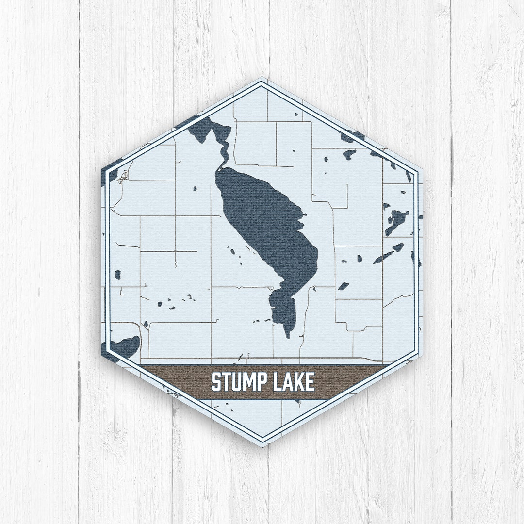 Stump Lake North Dakota Hexagon Lake Map by Printed Marketplace Etsy