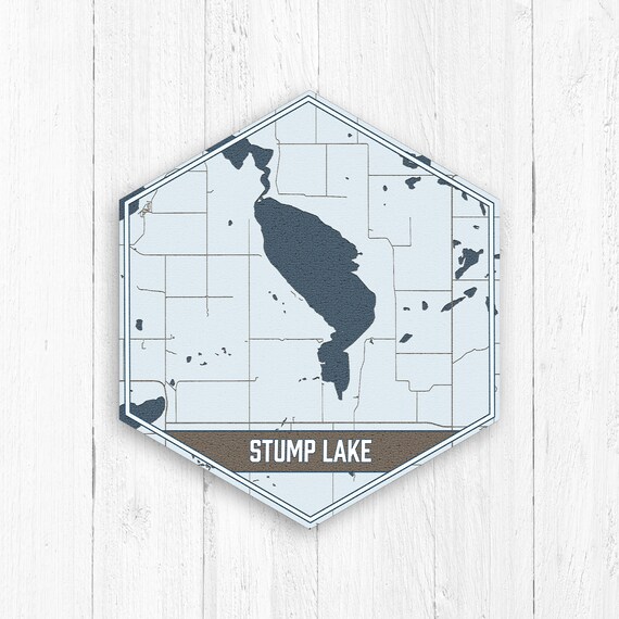 Stump Lake North Dakota Hexagon Lake Map by Printed Etsy
