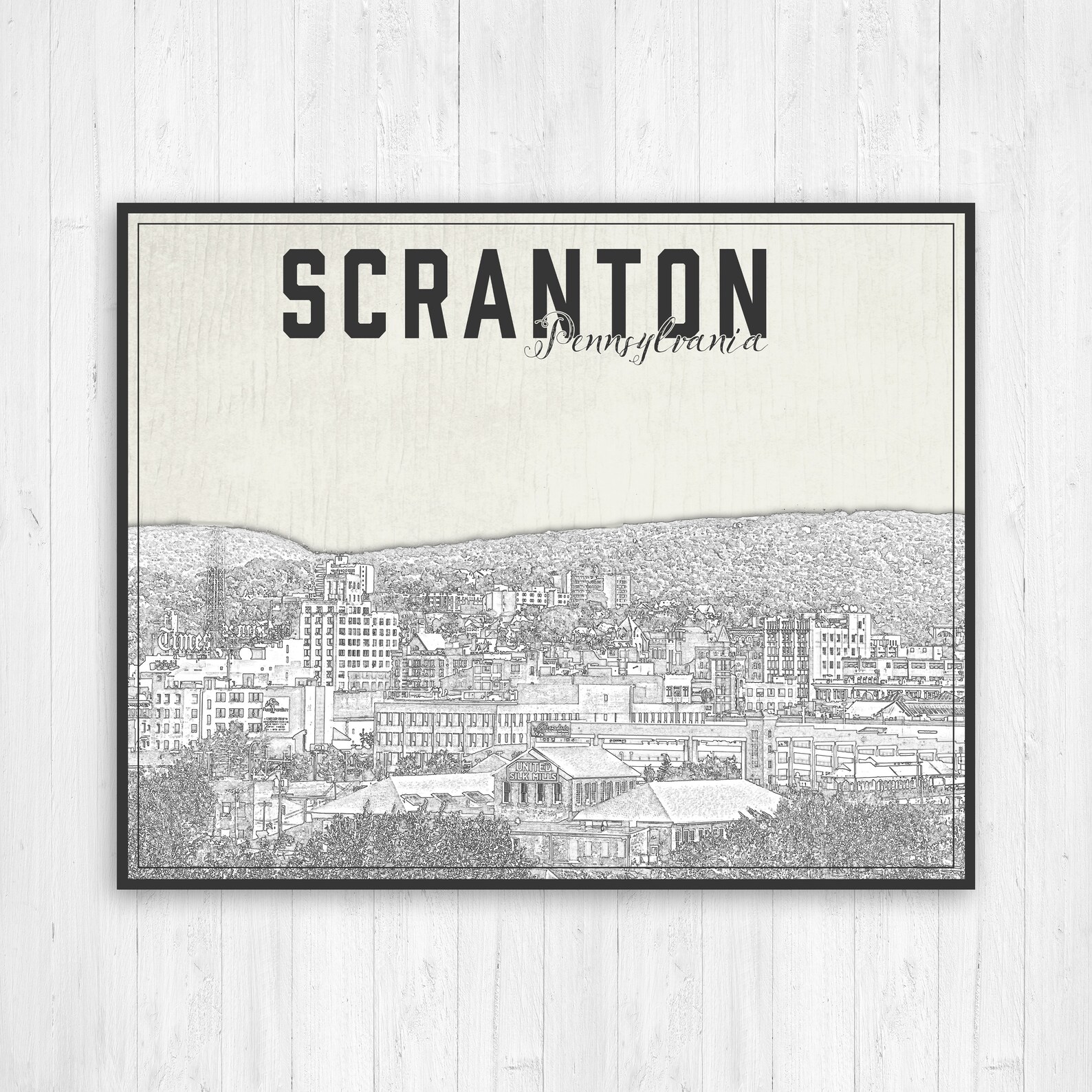 Scranton Pennsylvania Illustration City Print Scranton Etsy