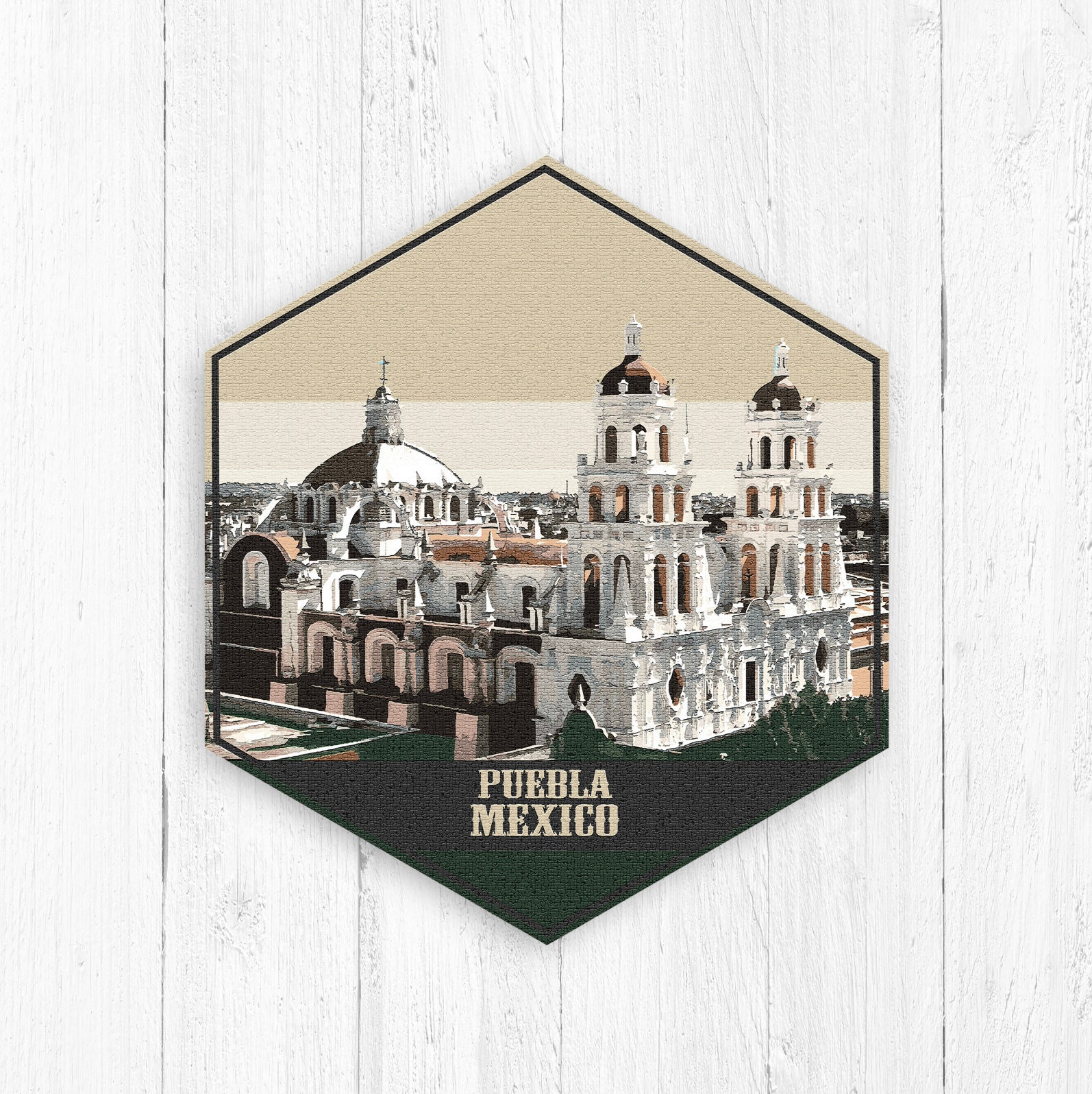 Puebla Mexico Hexagon Print by Printed Marketplace