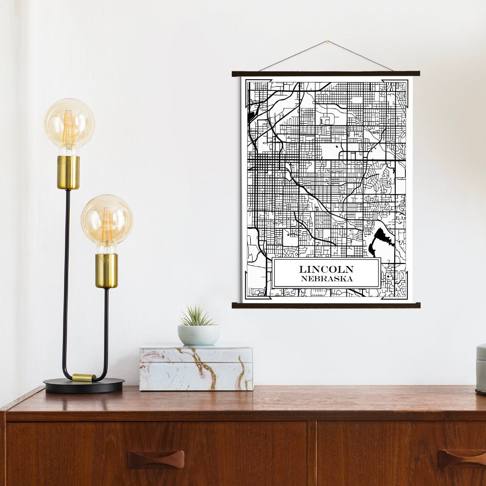 Lincoln Nebraska City Street Map Hanging Canvas Map of - Etsy