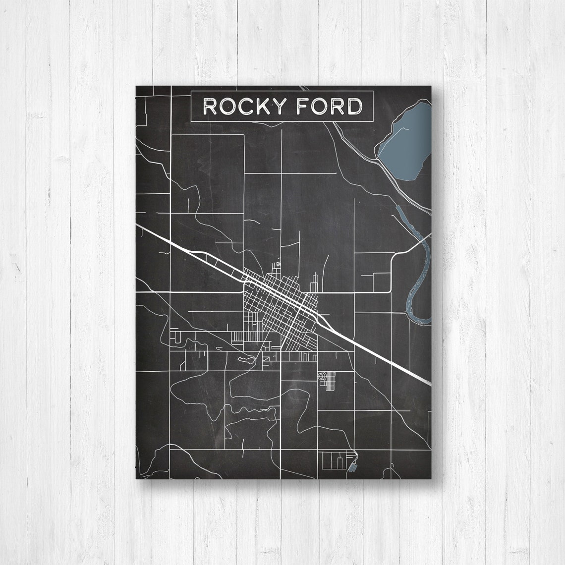 Rocky Ford Colorado Charcoal Street Map Hanging Canvas Map Etsy