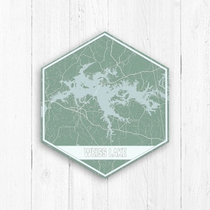Weiss Lake Alabama Hexagon Seekarte von Printed Marktplatz