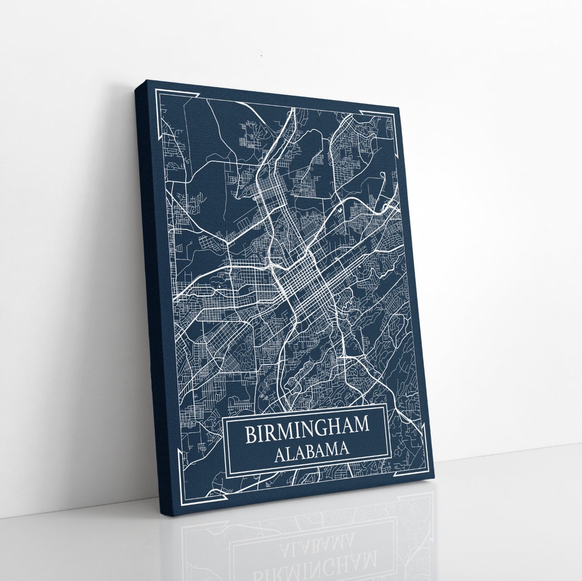 Birmingham Alabama Blueprint Street Map Hanging Canvas Map of