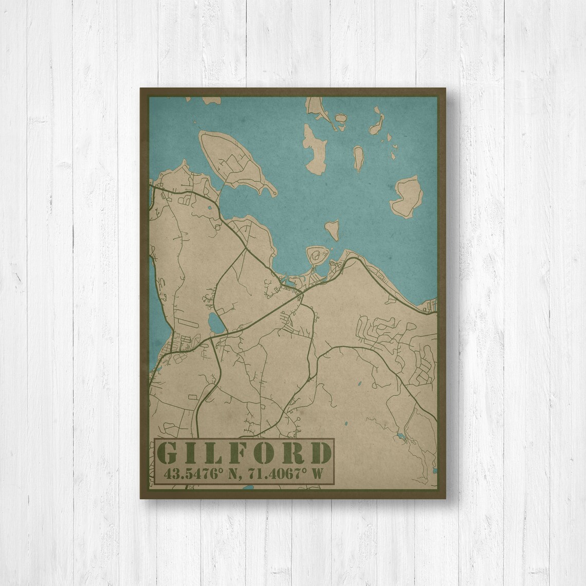 Callejero de Gilford New Hampshire / Lienzo colgante Mapa de Etsy España