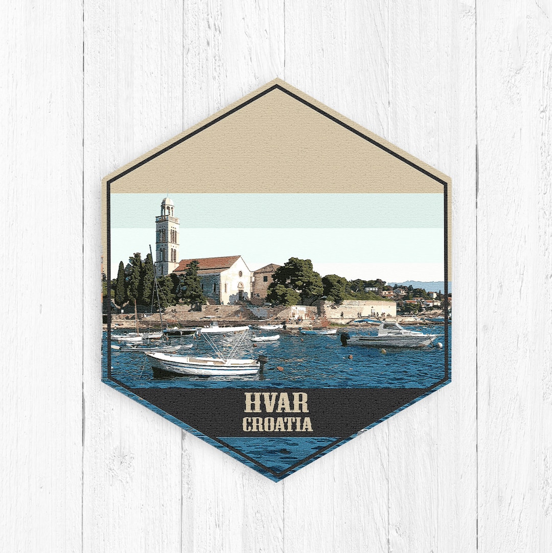 Hvar Croatia Hexagon Illustration by Printed Marketplace - Etsy