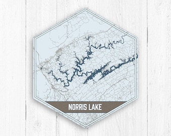 Norris Lake Tennessee Hexagon Print, Norris Lake Canvas, Norris Lake Nautical Map, Travel Collection, Norris Lake Tennessee Lake Map Print