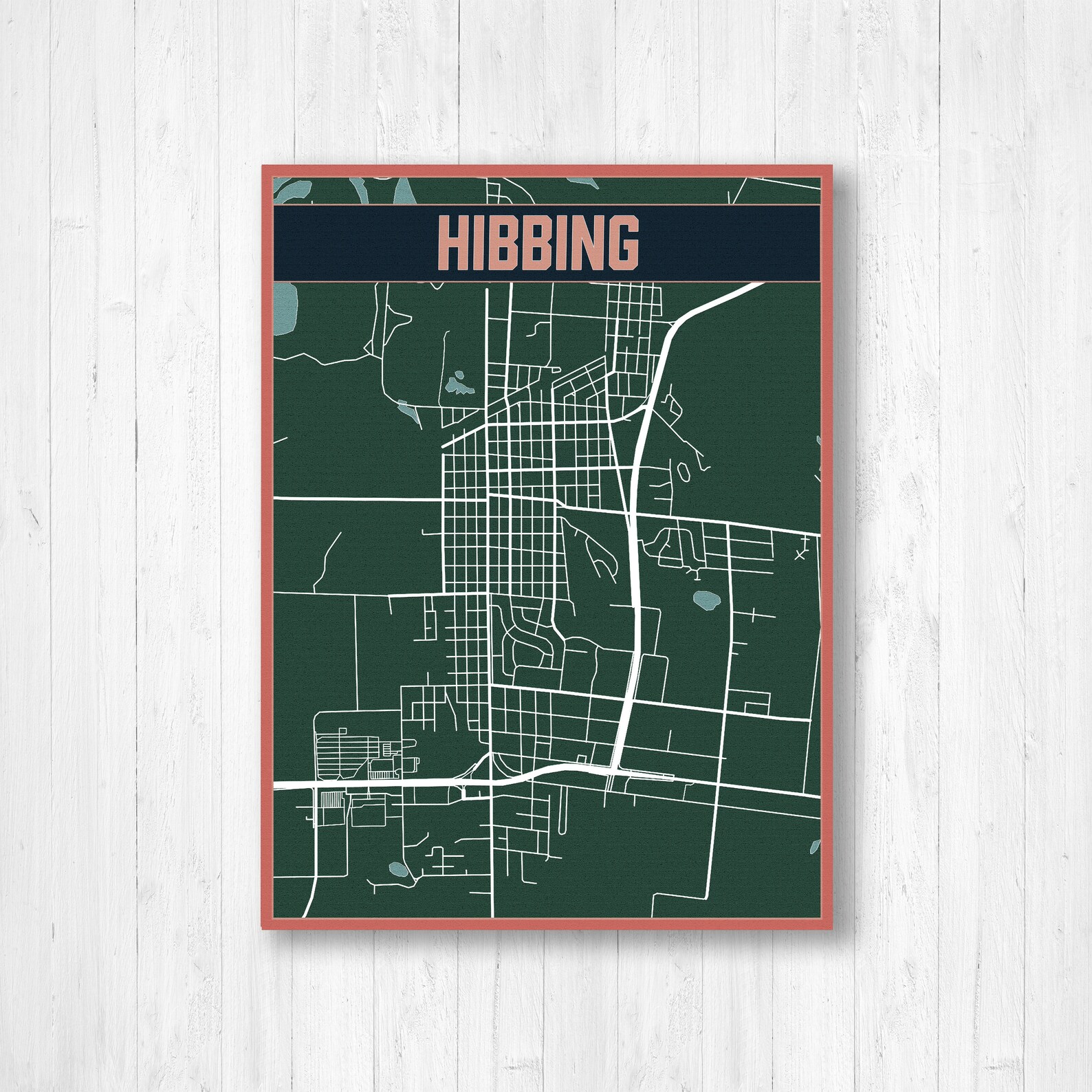 Hibbing Minnesota City Street Map Hanging Canvas Map of Etsy