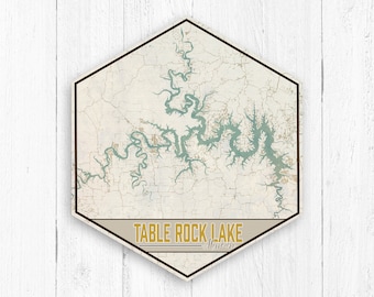 Table Rock Missouri Lake Hexagon Lake Map by Printed Marketplace