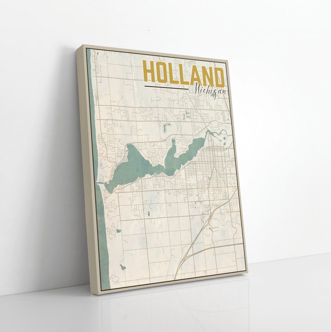 Holland Michigan Street Map Hanging Canvas Map of Holland Etsy