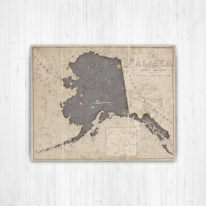 Carte vintage de drapeau d'état de l'Alaska | de l'Alaska | Marché imprimé