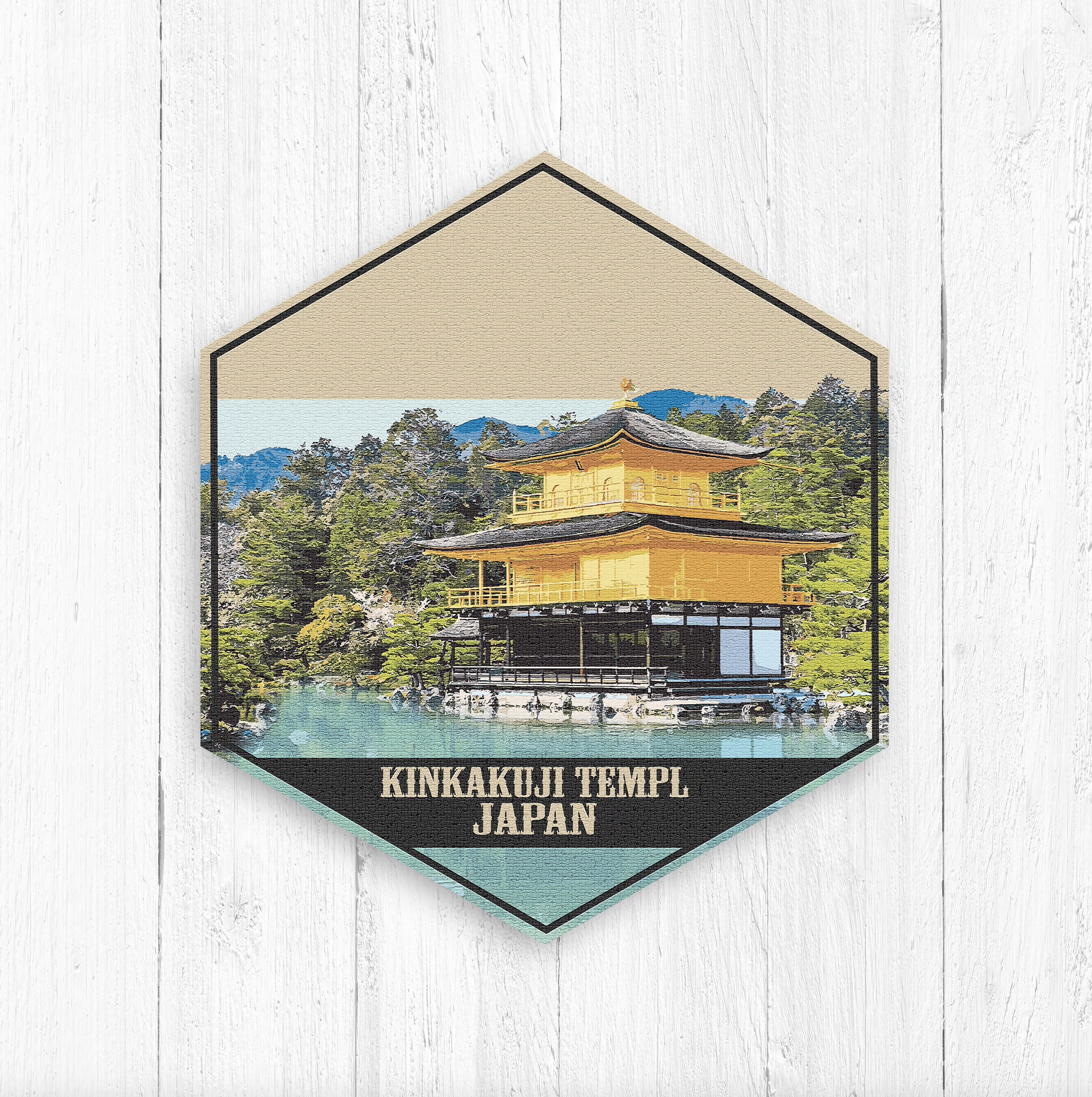 Kinkaku-ji Temple Japan Hexagon Illustration by Printed Marketplace