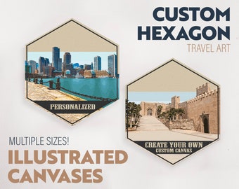 Impresión en lienzo con ilustración hexagonal personalizada de Printed Marketplace