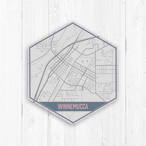 Winnemucca Nevada Street Map, Winnemucca Hexagon, Carte des rues grises et bleues, Winnemucca Map Print, Winnemucca Map, Winnemucca Hexagon Canvas