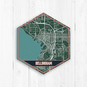 Bellingham Washington Hexagon Street Print, Bellingham City Karte, Bellingham Leinwand, Bellingham Street Karte, Bellingham City Hexagon Karte