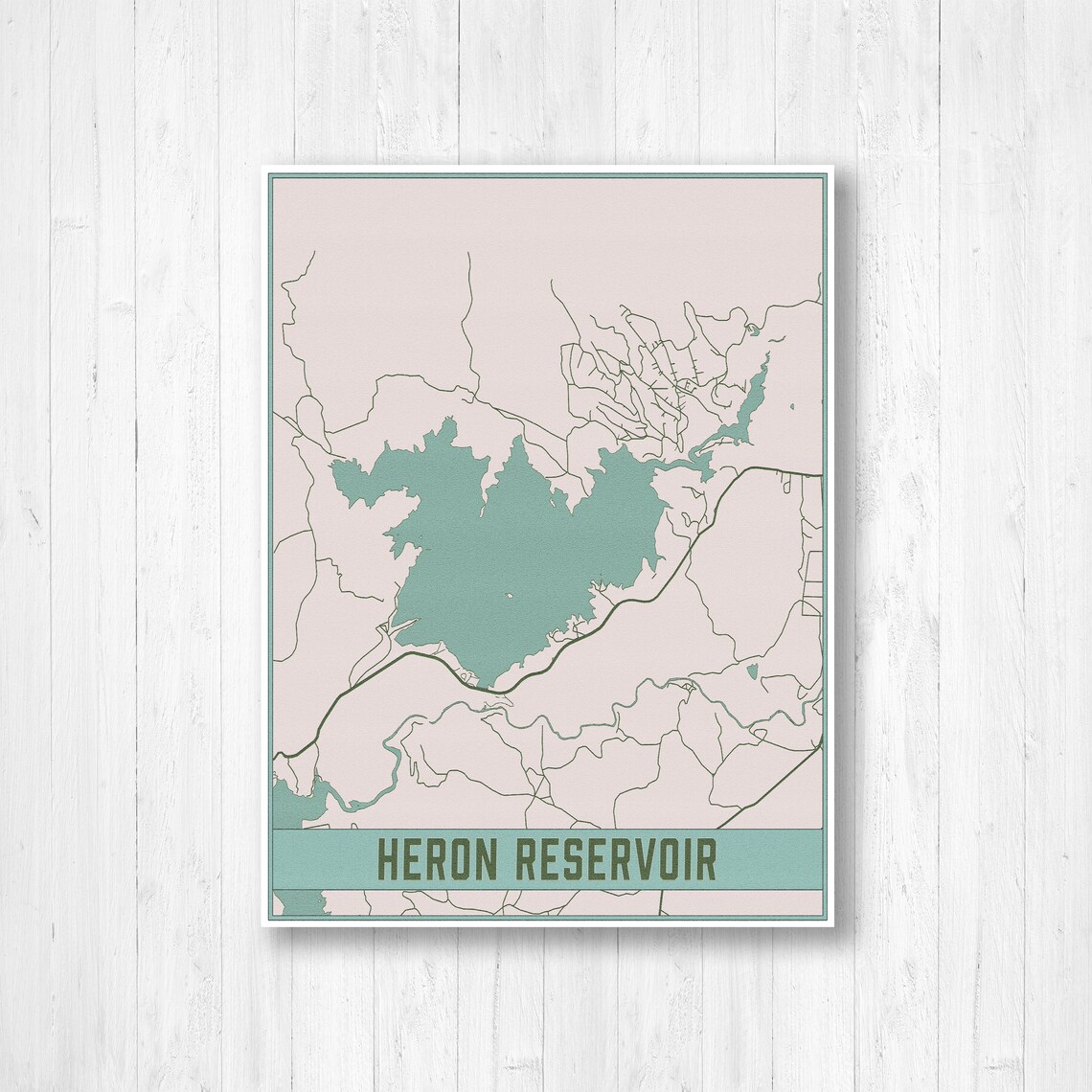 Heron Reservoir Lake New Mexico Map Print Heron Lake Etsy