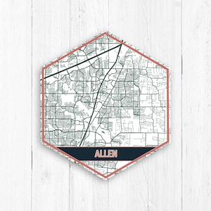 Allen Texas Street Map Hexagon Canvas by Printed Marketplace
