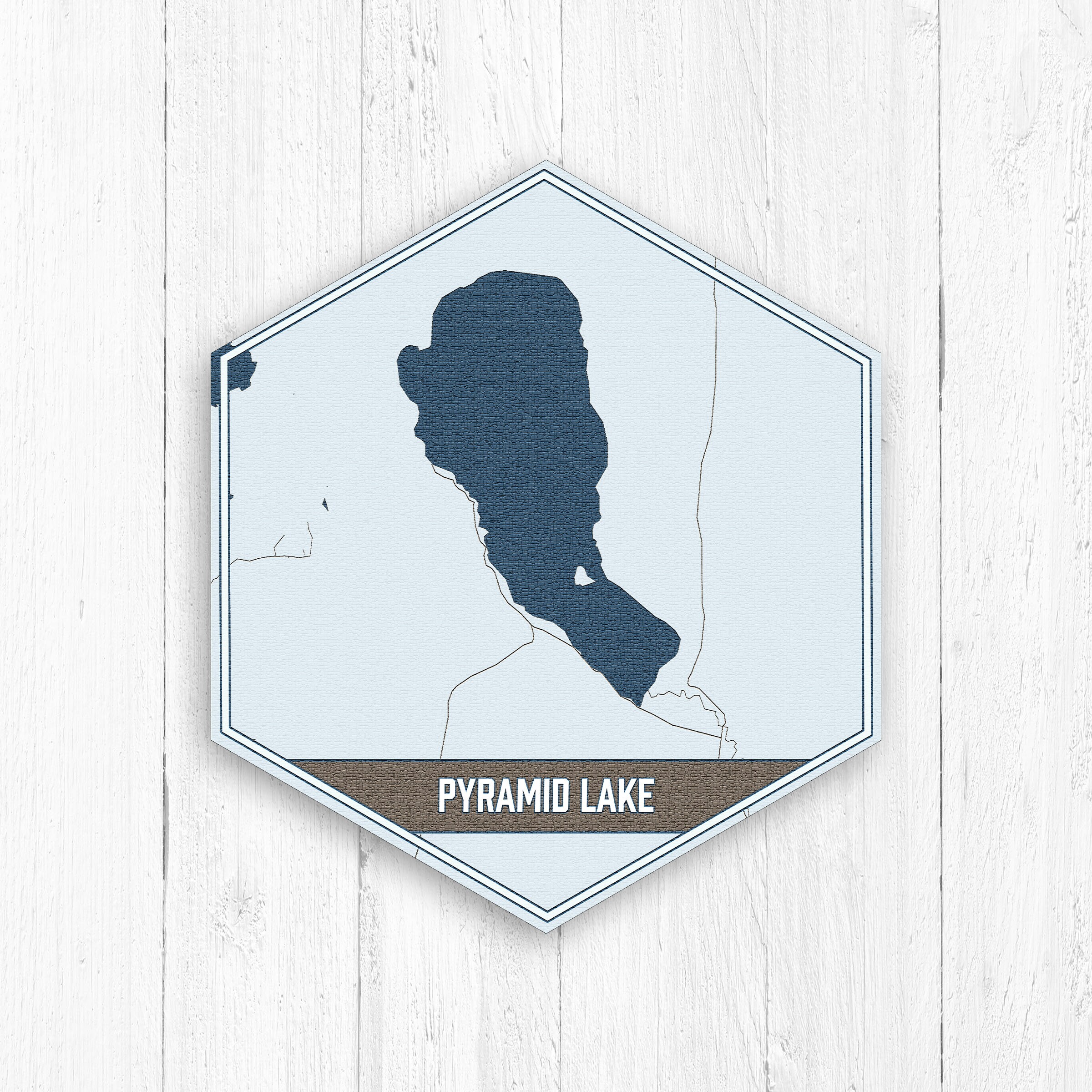 Lake Pyramid Sticker Pyramid Lake Nevada Hexagon Lake Print, Pyramid Lake Hexagon Canvas ...
