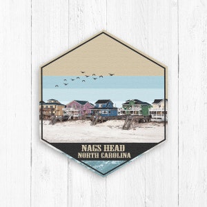 Nags Head North Carolina Sechseck Leinwand, Nags Kopf Illustration, Nags Kopf North Carolina Illustration, Nags Kopf North Carolina Leinwand