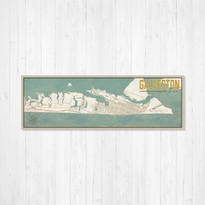 Galveston Texas Nautical Street Map | Hanging Canvas Map of Galveston | Printed Marketplace